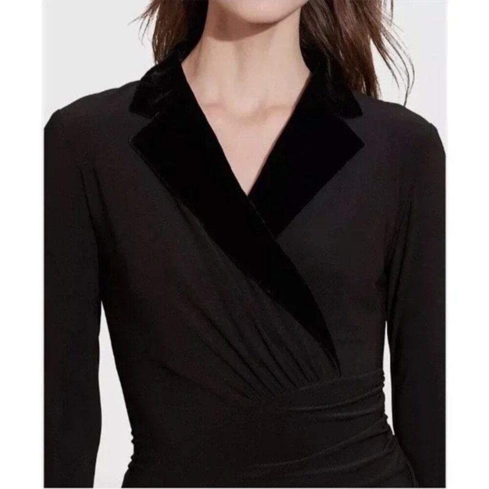 Lauren Ralph Lauren Tuxedo Dress Black Velvet Lapel Stretch Women's Sz 10P B32 - Picture 4 of 16